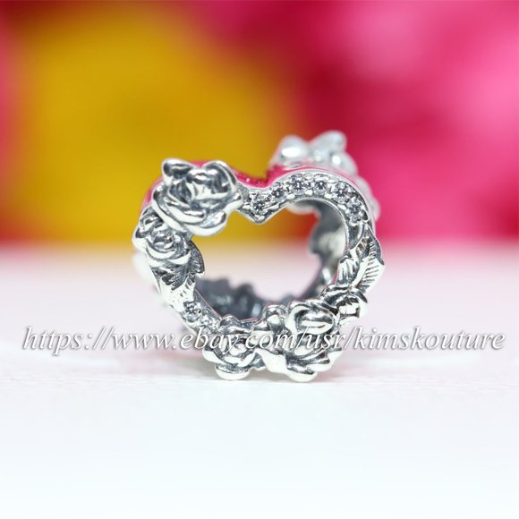 Pandora Open Heart & Rose Flowers Charm 799281C01 - Picture 2 of 4